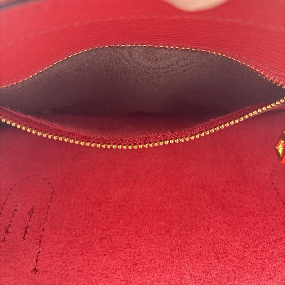 Ralph Lauren Tate Dome Satchel Red Leather Bag Gold Accents No Shoulder Strap - Picture 7 of 16